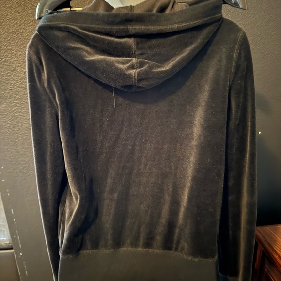 Victoria Secret Black Velour Zip-Up Hoodie women’s sized small petite - Picture 2 of 8